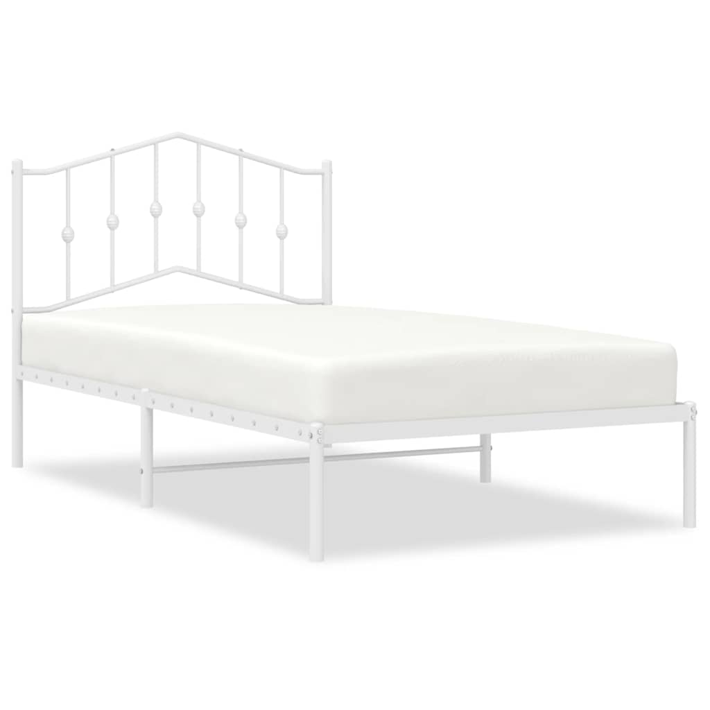 Metalni okvir za krevet s uzglavljem bijeli 100x190 cm