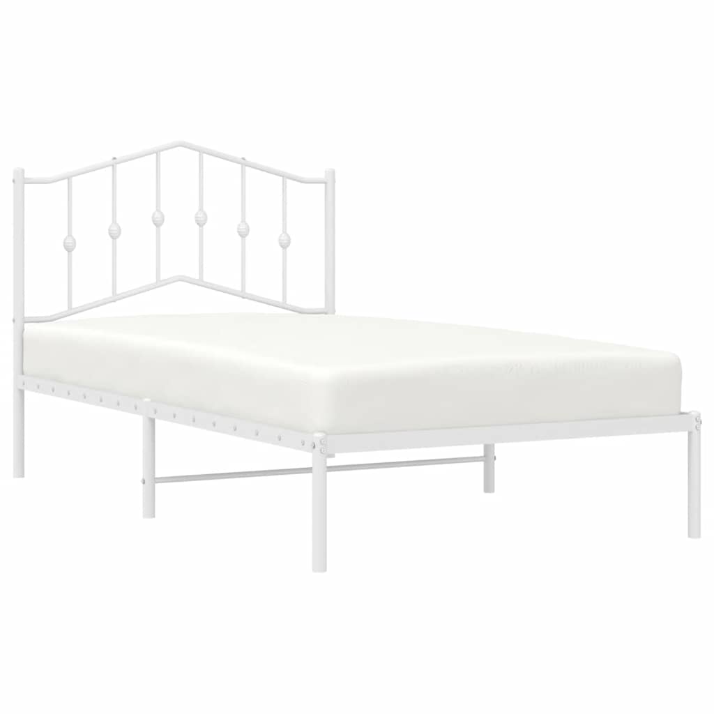 Metalni okvir za krevet s uzglavljem bijeli 100x190 cm