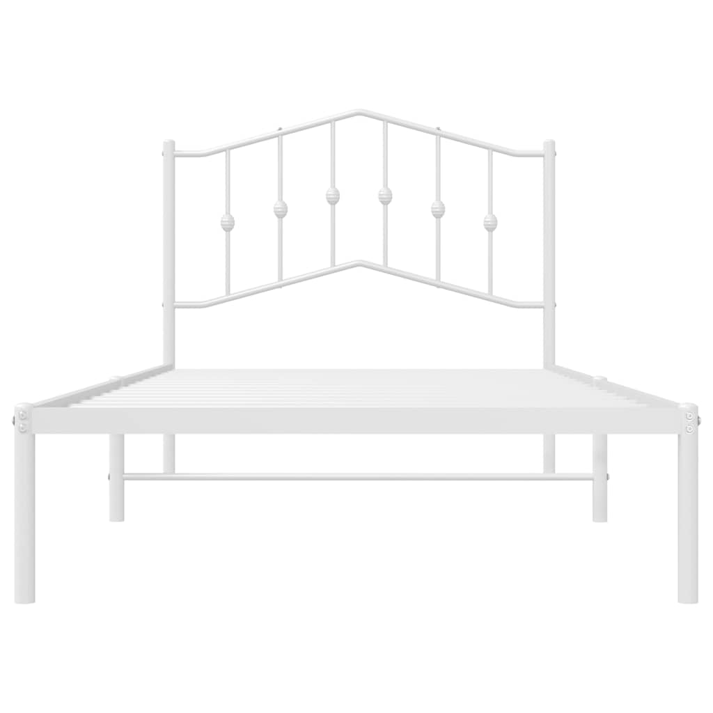 Metalni okvir za krevet s uzglavljem bijeli 100x190 cm