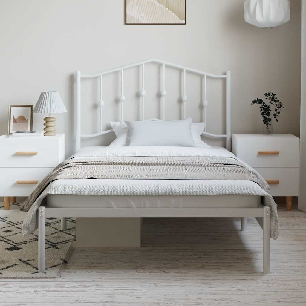 Metalni okvir za krevet s uzglavljem bijeli 100x200 cm