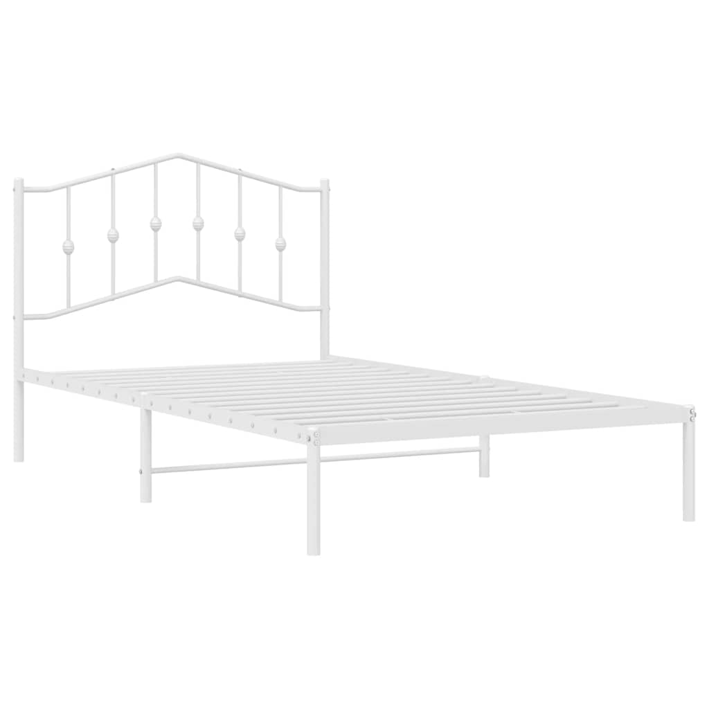 Metalni okvir za krevet s uzglavljem bijeli 100x200 cm