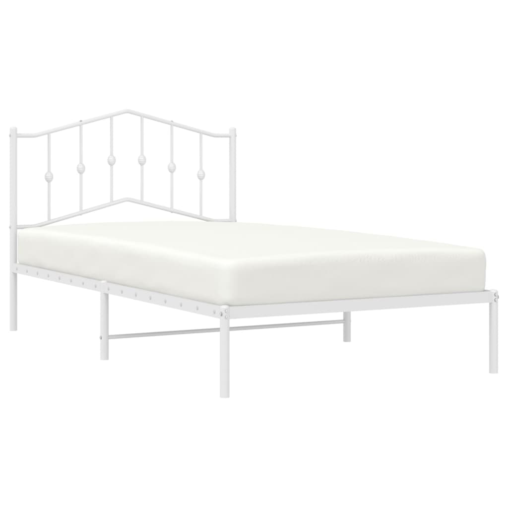 Metalni okvir za krevet s uzglavljem bijeli 107x203 cm
