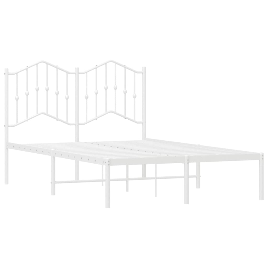Metalni okvir za krevet s uzglavljem bijeli 120 x 190 cm