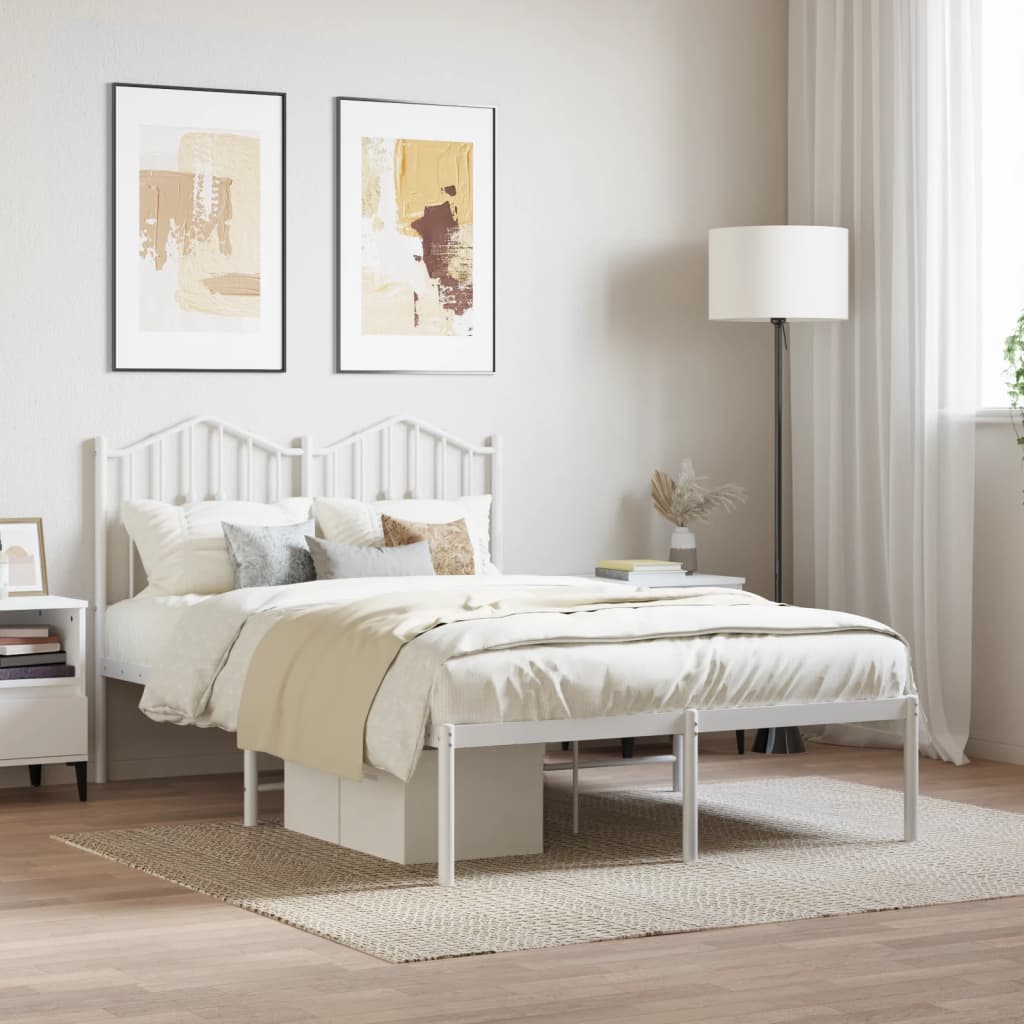 Metalni okvir za krevet s uzglavljem bijeli 120 x 190 cm