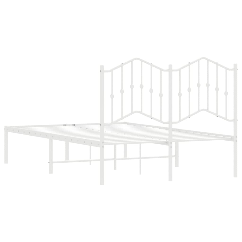 Metalni okvir za krevet s uzglavljem bijeli 120x200 cm