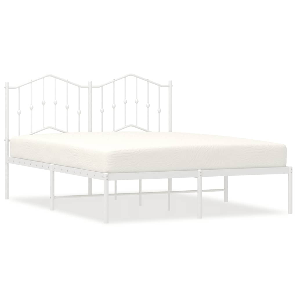 Metalni okvir za krevet s uzglavljem bijeli 135x190 cm