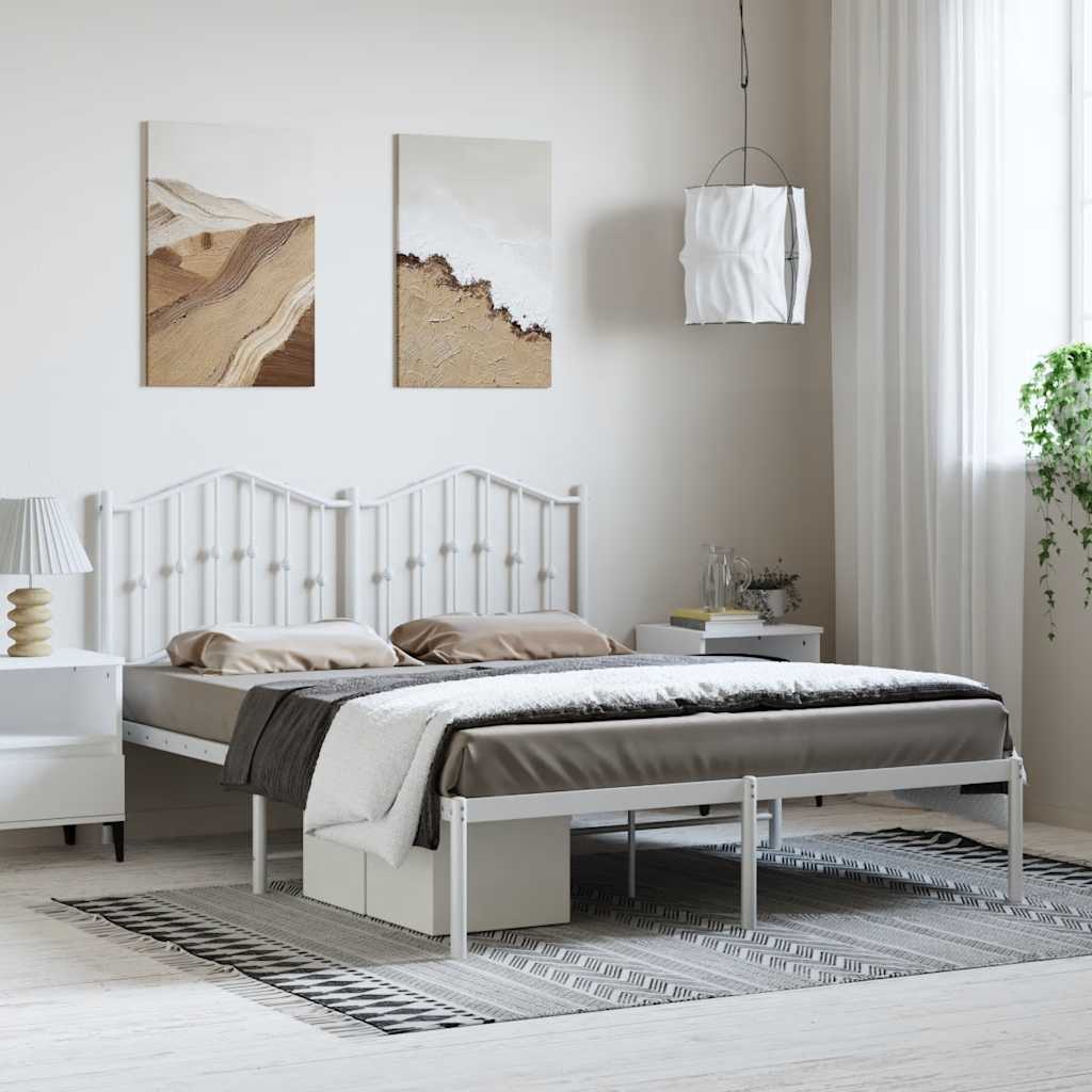 Metalni okvir za krevet s uzglavljem bijeli 135x190 cm