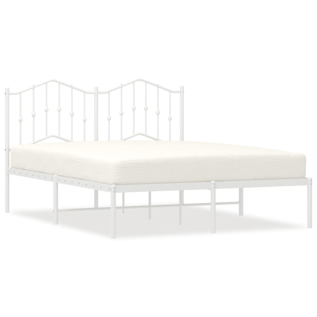 Metalni okvir za krevet s uzglavljem bijeli 140 x 190 cm