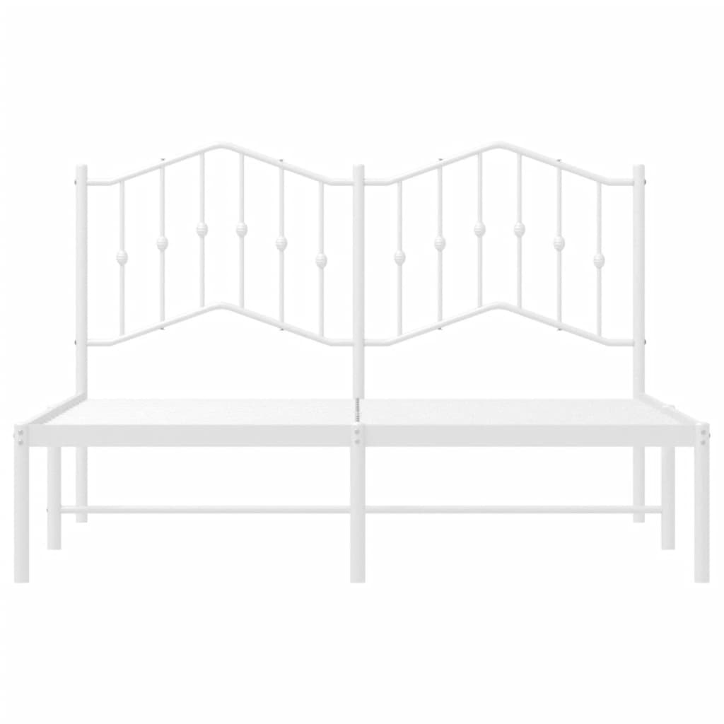 Metalni okvir za krevet s uzglavljem bijeli 140 x 190 cm