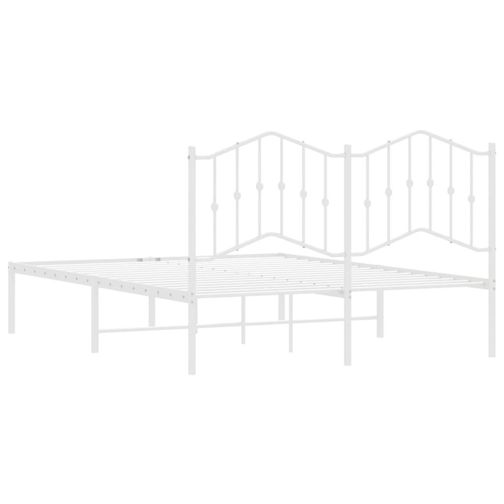 Metalni okvir za krevet s uzglavljem bijeli 140 x 190 cm