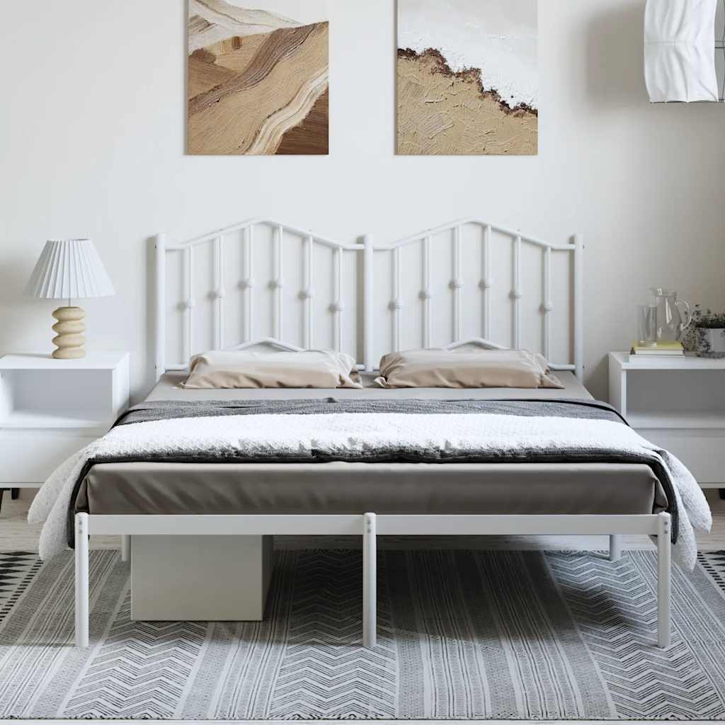 Metalni okvir za krevet s uzglavljem bijeli 150x200 cm