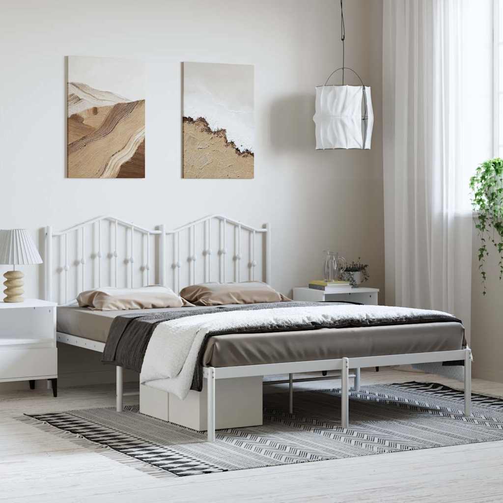 Metalni okvir za krevet s uzglavljem bijeli 150x200 cm