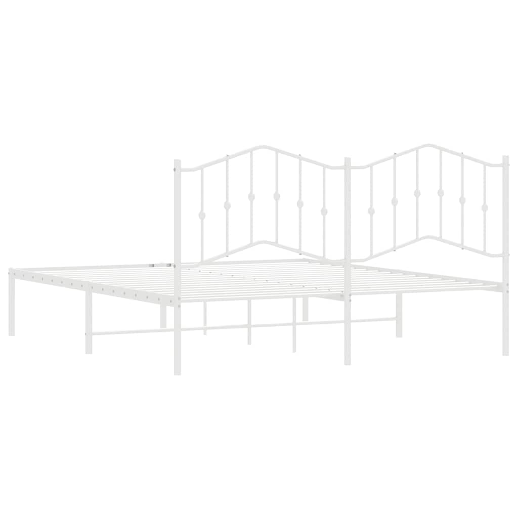 Metalni okvir za krevet s uzglavljem bijeli 180x200 cm