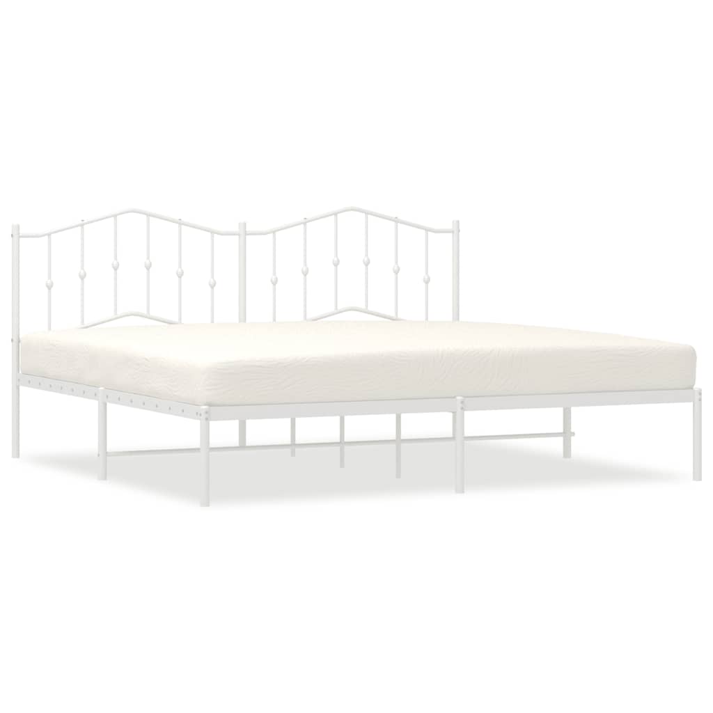 Metalni okvir za krevet s uzglavljem bijeli 193x203 cm