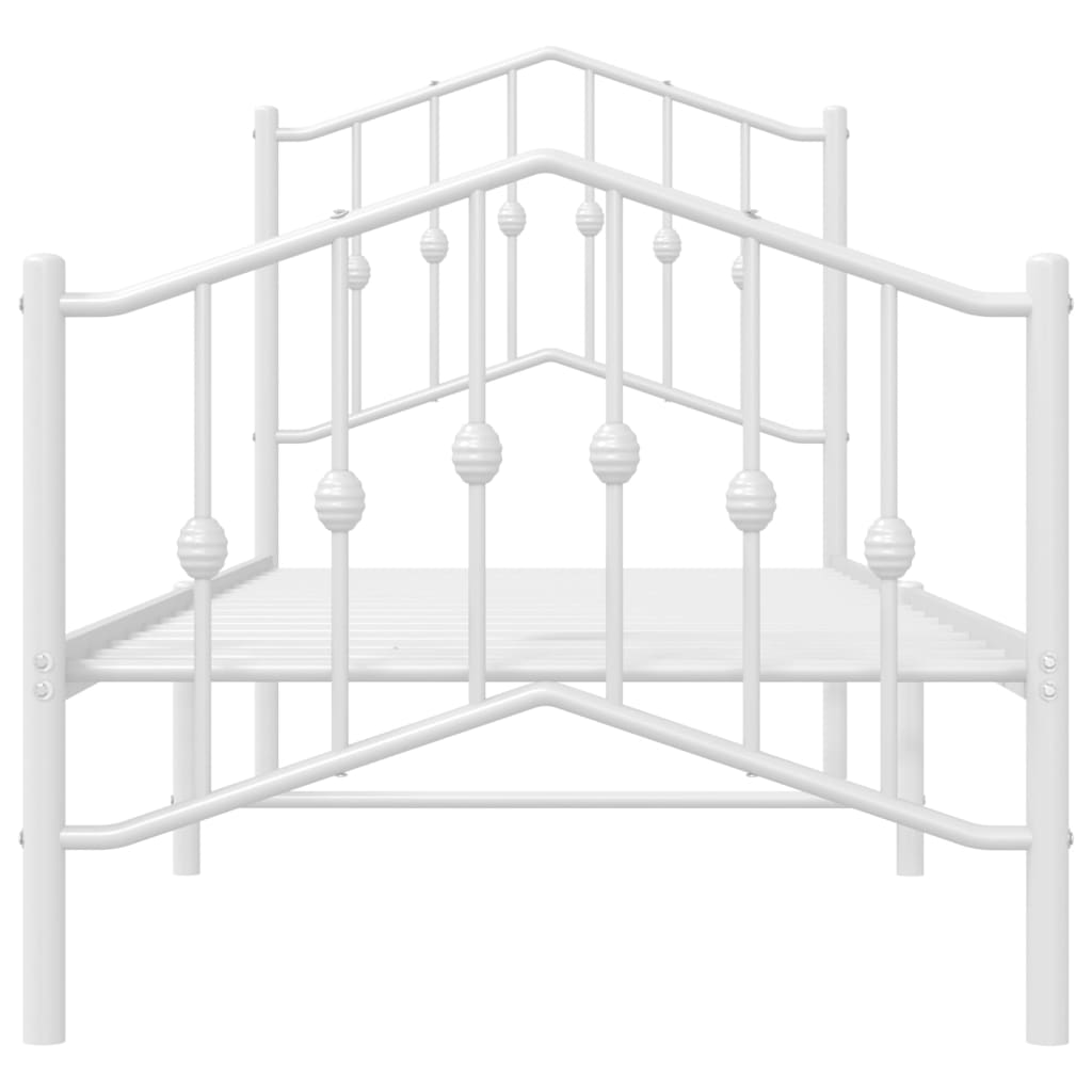 Metalni okvir kreveta s uzglavljem i podnožjem bijeli 75x190 cm
