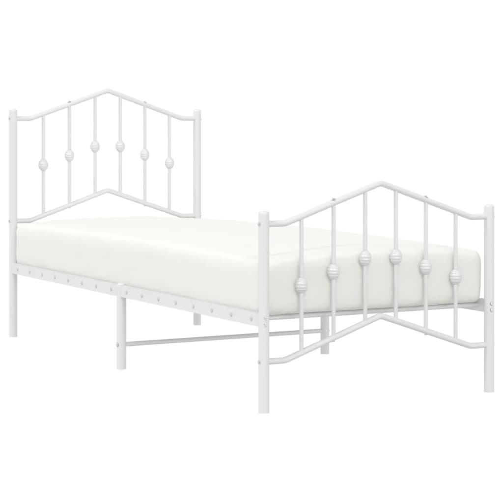 Metalni okvir kreveta s uzglavljem i podnožjem bijeli 80x200 cm
