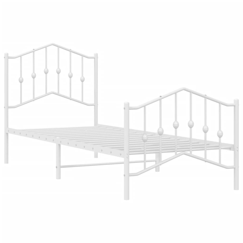 Metalni okvir kreveta s uzglavljem i podnožjem bijeli 80x200 cm
