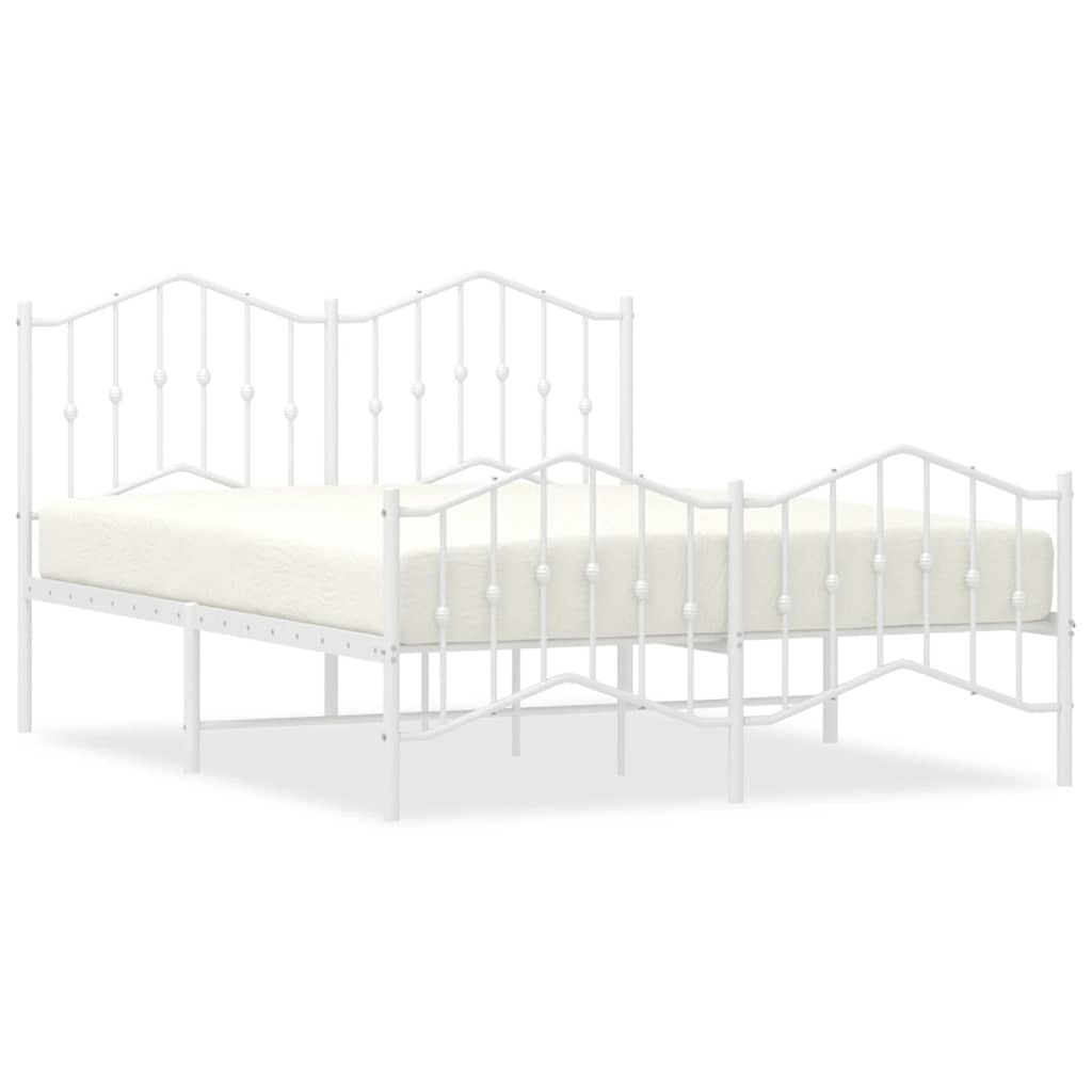 Metalni okvir kreveta uzglavlje i podnožje bijeli 135 x 190 cm