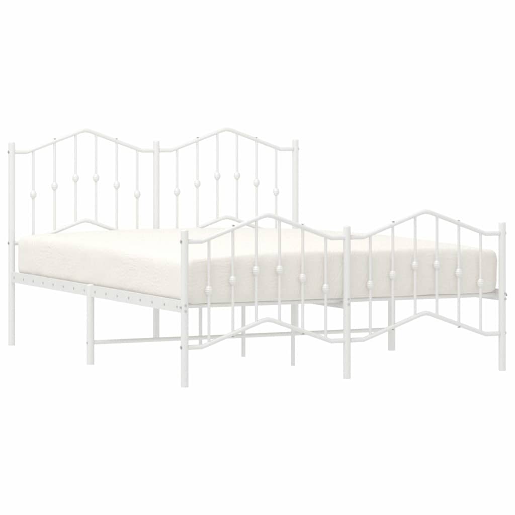 Metalni okvir kreveta uzglavlje i podnožje bijeli 135 x 190 cm