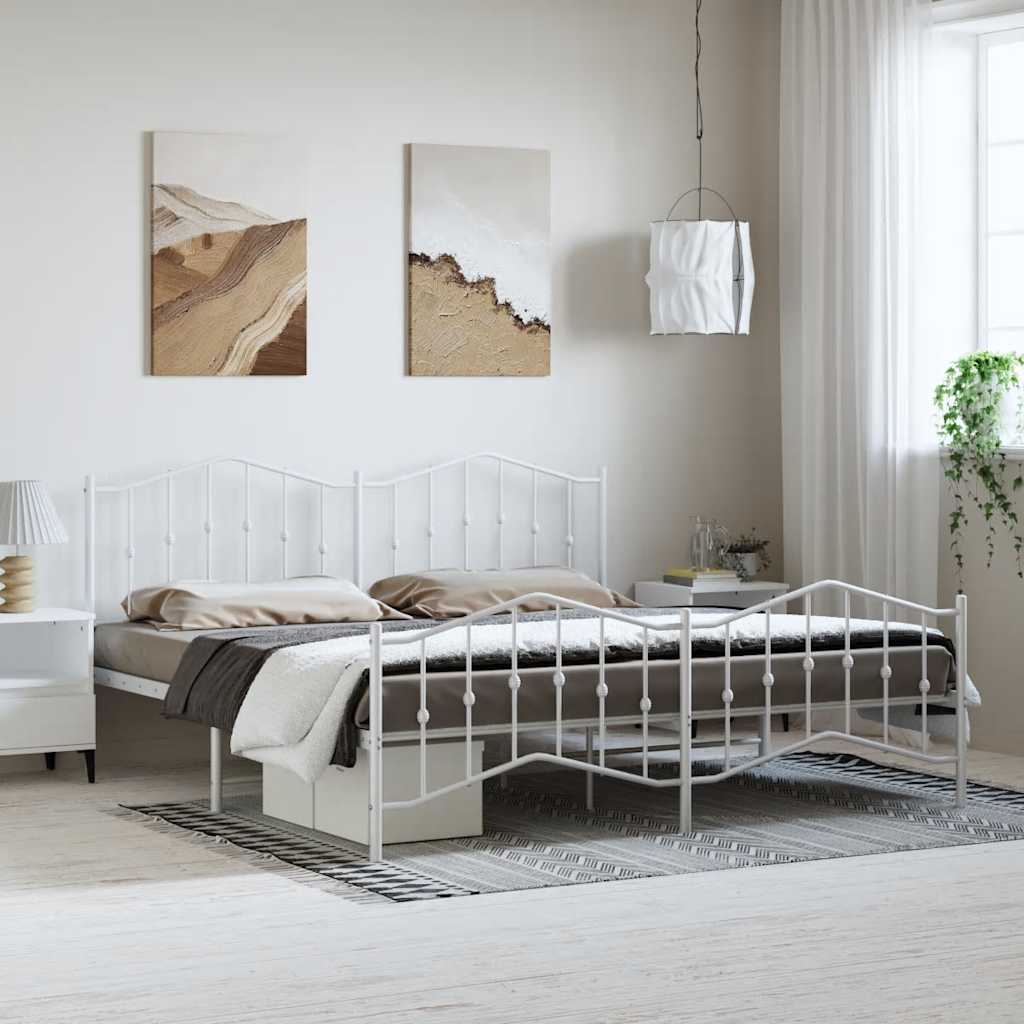 Metalni okvir kreveta uzglavlje i podnožje bijeli 183x213 cm