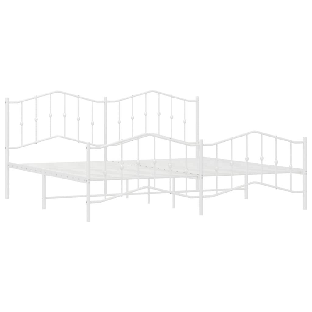 Metalni okvir kreveta uzglavlje i podnožje bijeli 200 x 200 cm