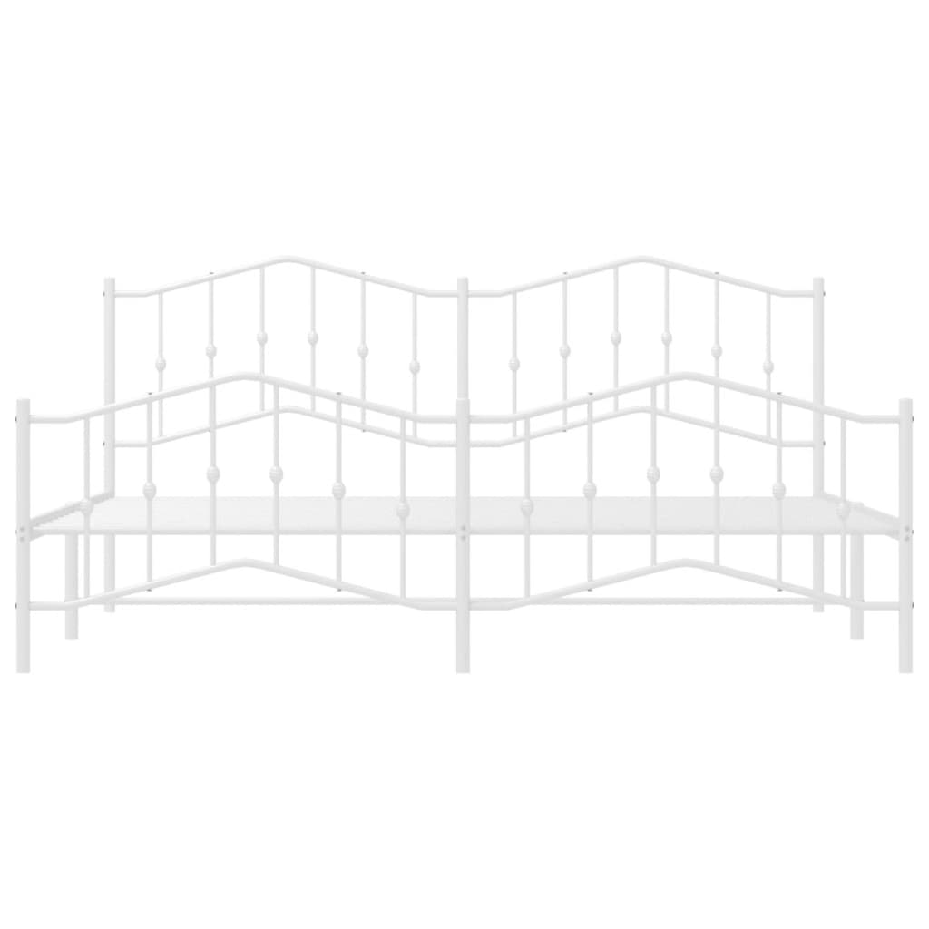 Metalni okvir kreveta uzglavlje i podnožje bijeli 200 x 200 cm