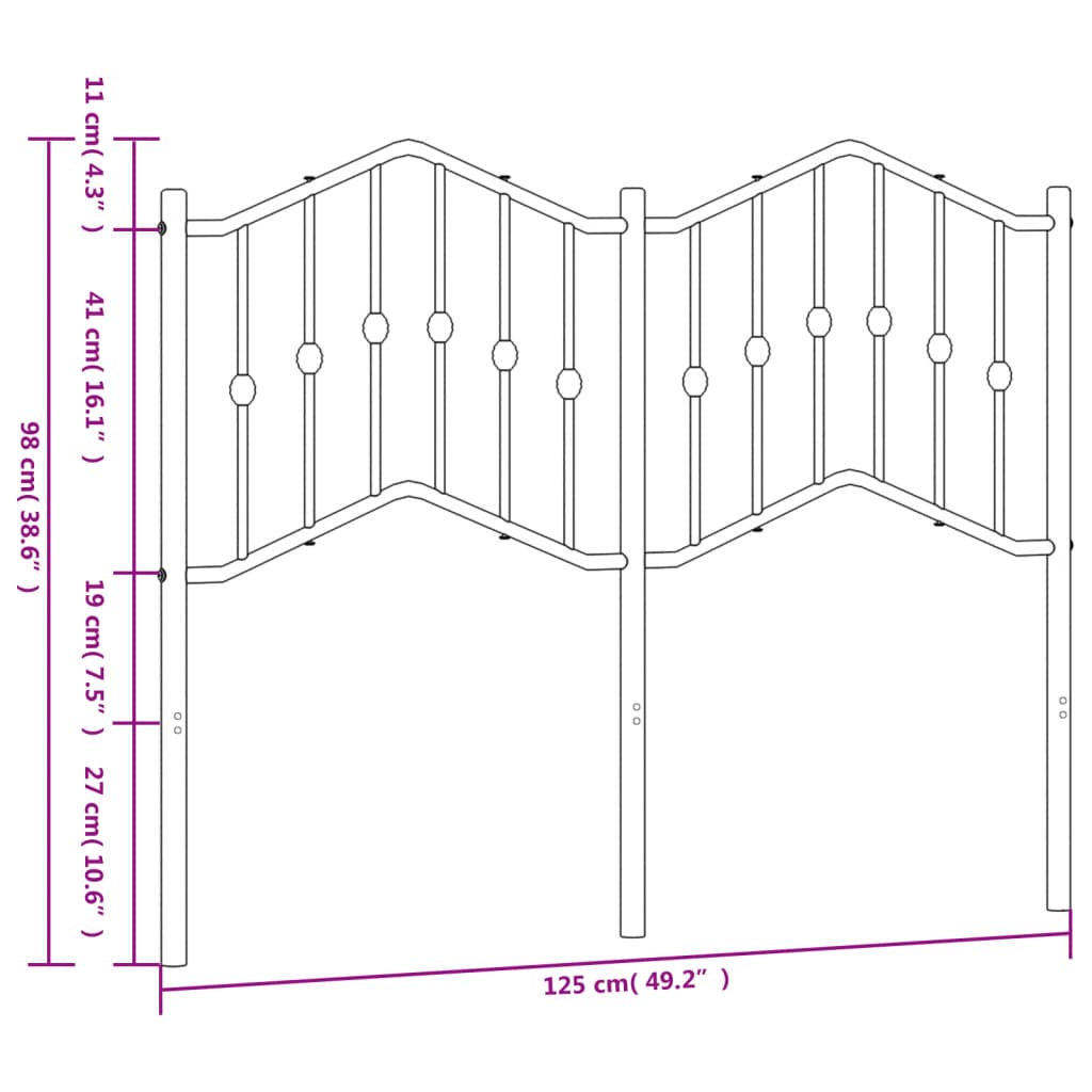 Metalno zamjensko uzglavlje bijelo 120 cm