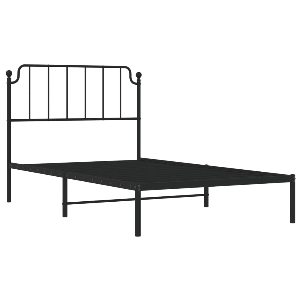 Metalni okvir za krevet s uzglavljem crni 107x203 cm