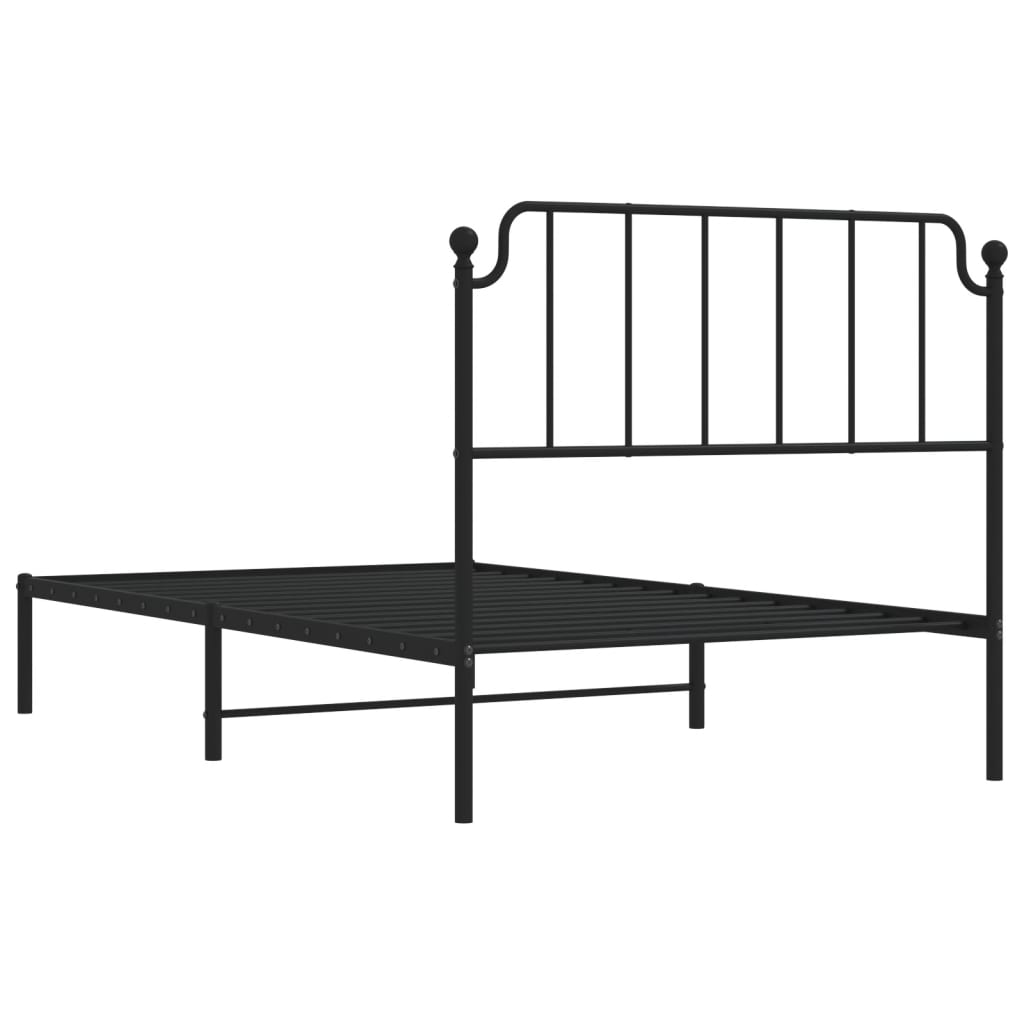Metalni okvir za krevet s uzglavljem crni 107x203 cm