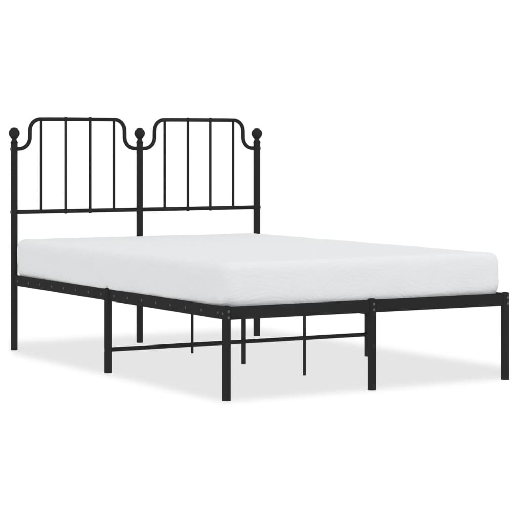 Metalni okvir za krevet s uzglavljem crni 120x190 cm
