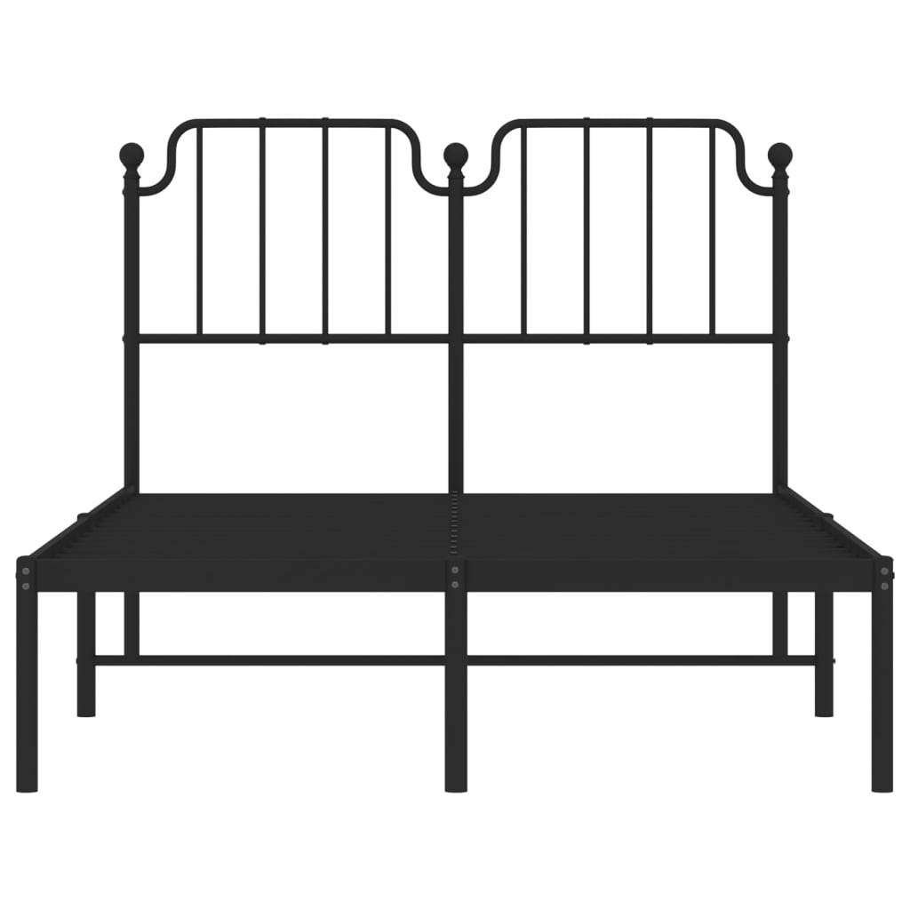 Metalni okvir za krevet s uzglavljem crni 120x190 cm