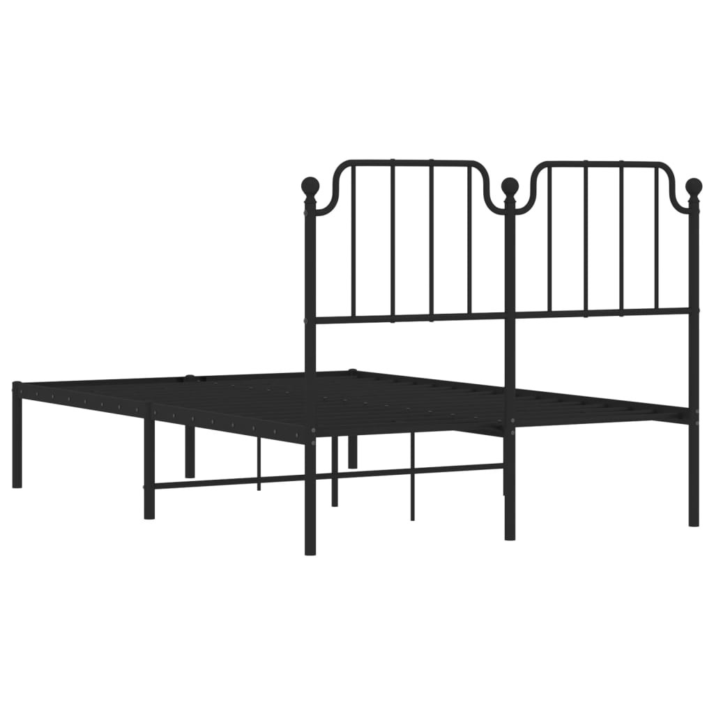 Metalni okvir za krevet s uzglavljem crni 120x190 cm