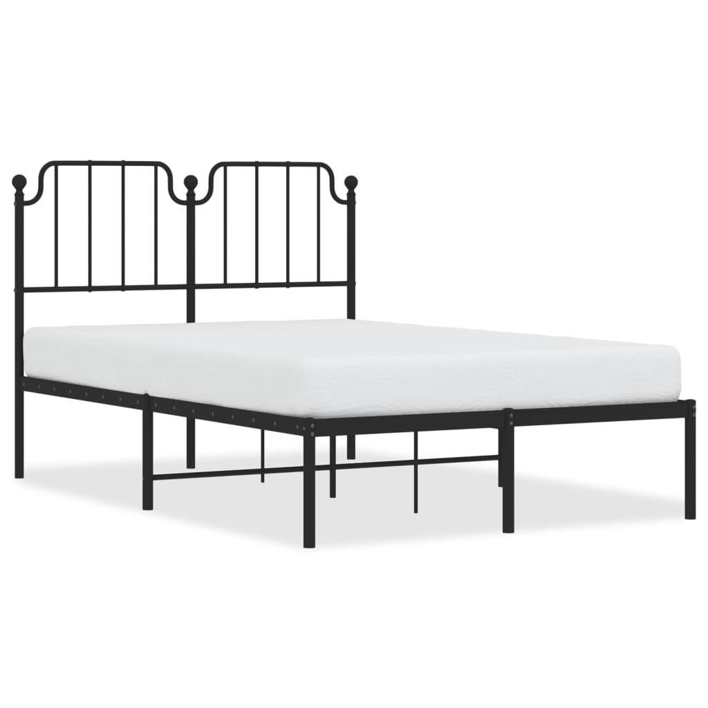Metalni okvir za krevet s uzglavljem crni 120x200 cm
