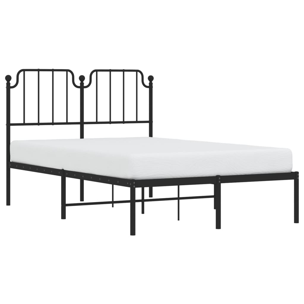 Metalni okvir za krevet s uzglavljem crni 120x200 cm