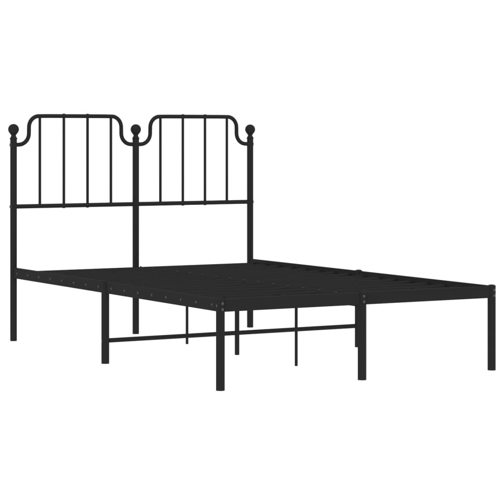 Metalni okvir za krevet s uzglavljem crni 120x200 cm