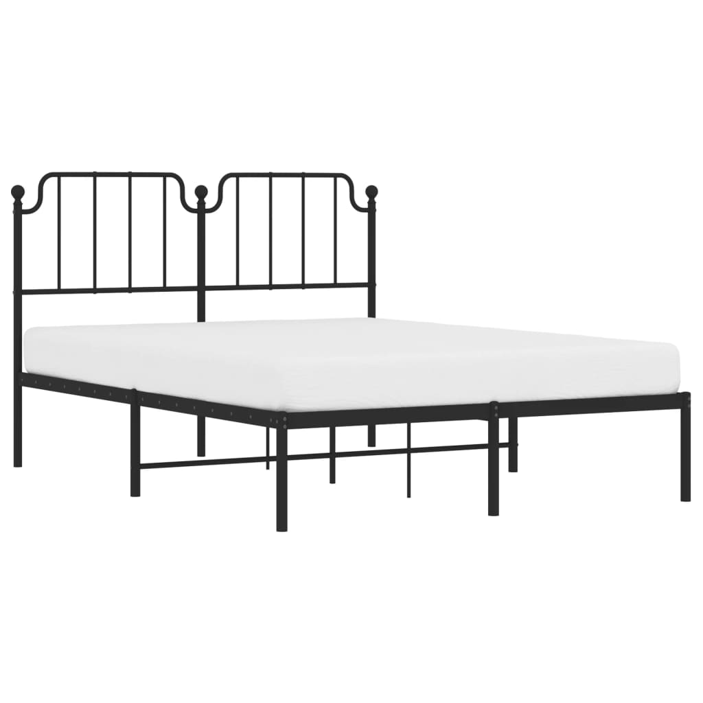 Metalni okvir za krevet s uzglavljem crni 140x190 cm