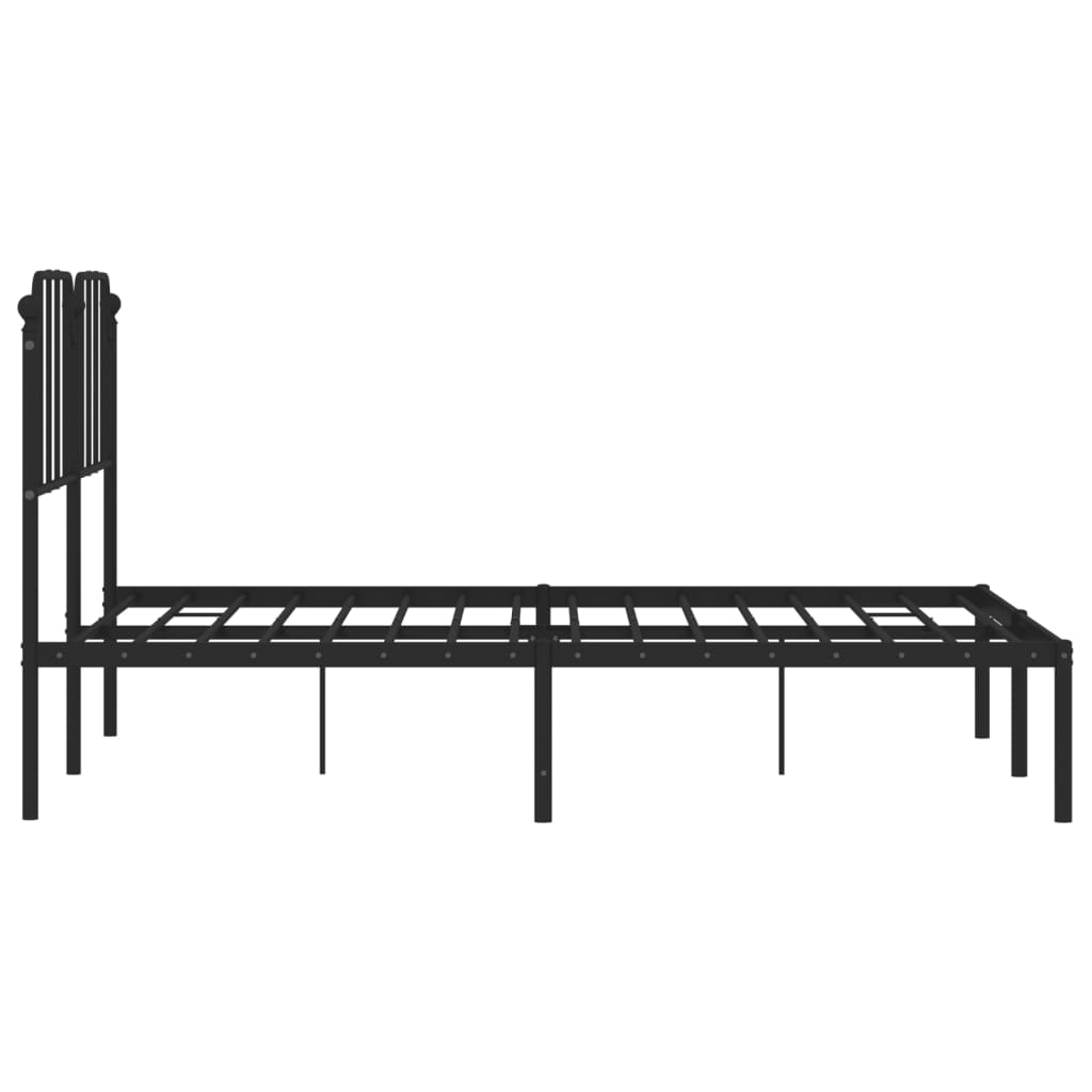 Metalni okvir za krevet s uzglavljem crni 140x190 cm