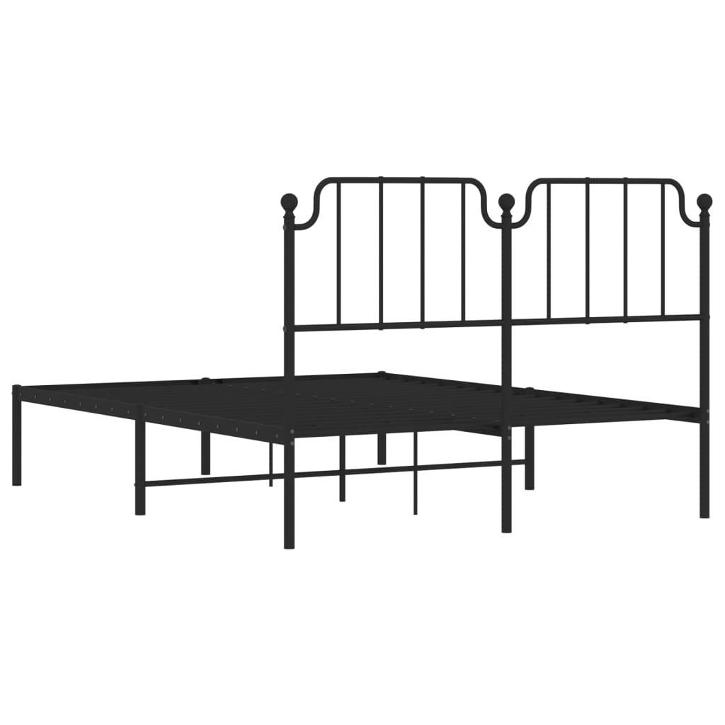 Metalni okvir za krevet s uzglavljem crni 140x190 cm