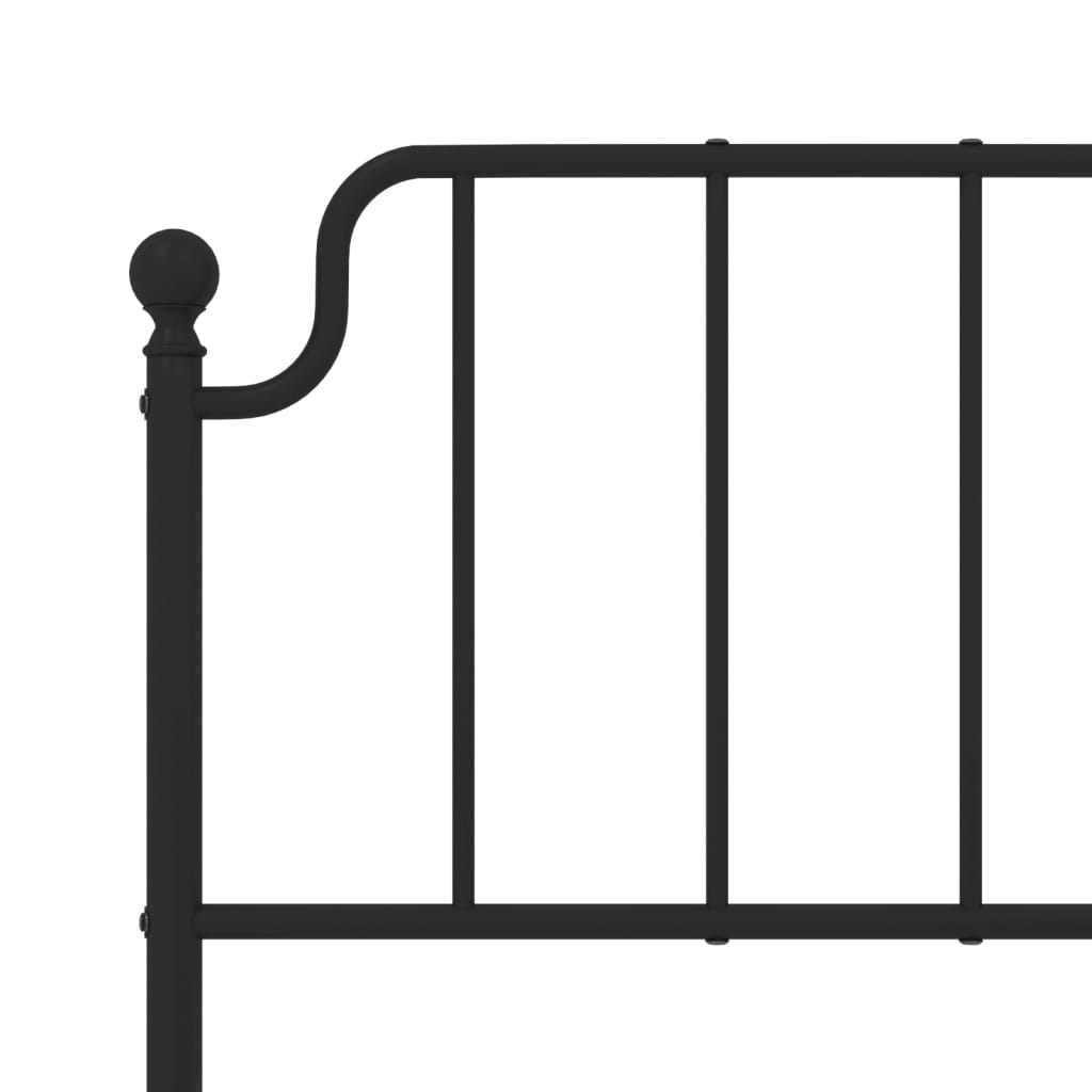 Metalni okvir za krevet s uzglavljem crni 140x190 cm