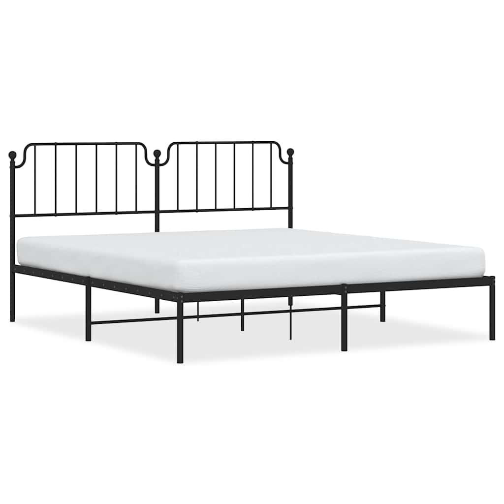Metalni okvir za krevet s uzglavljem crni 183x213 cm