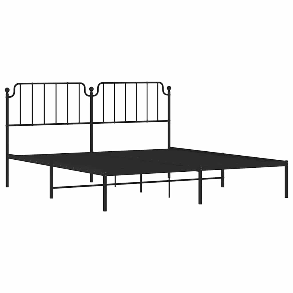 Metalni okvir za krevet s uzglavljem crni 183x213 cm