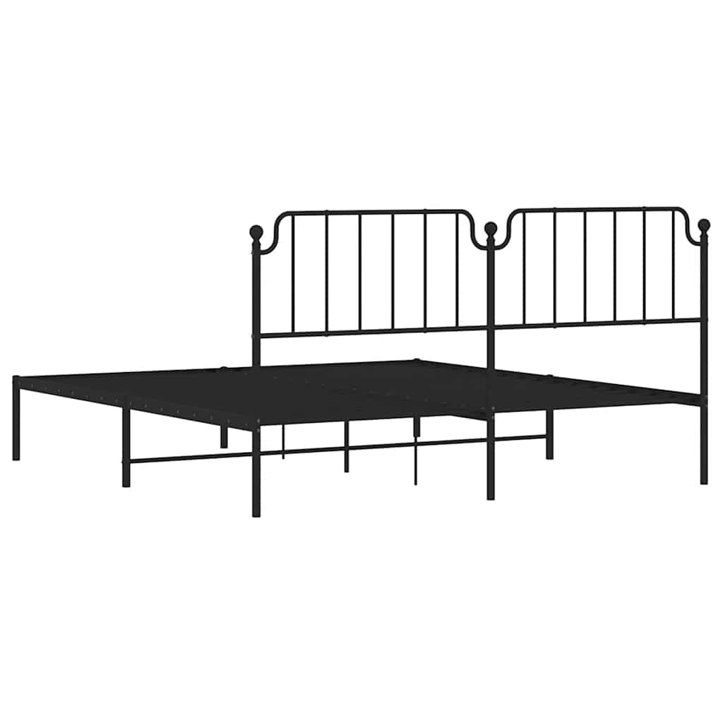 Metalni okvir za krevet s uzglavljem crni 183x213 cm