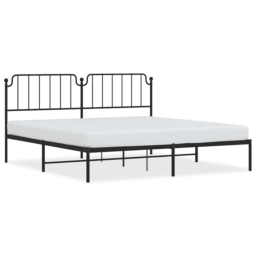 Metalni okvir za krevet s uzglavljem crni 193x203 cm