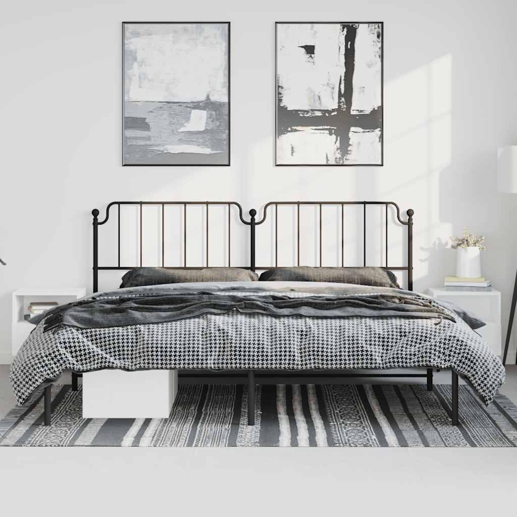 Metalni okvir za krevet s uzglavljem crni 193x203 cm