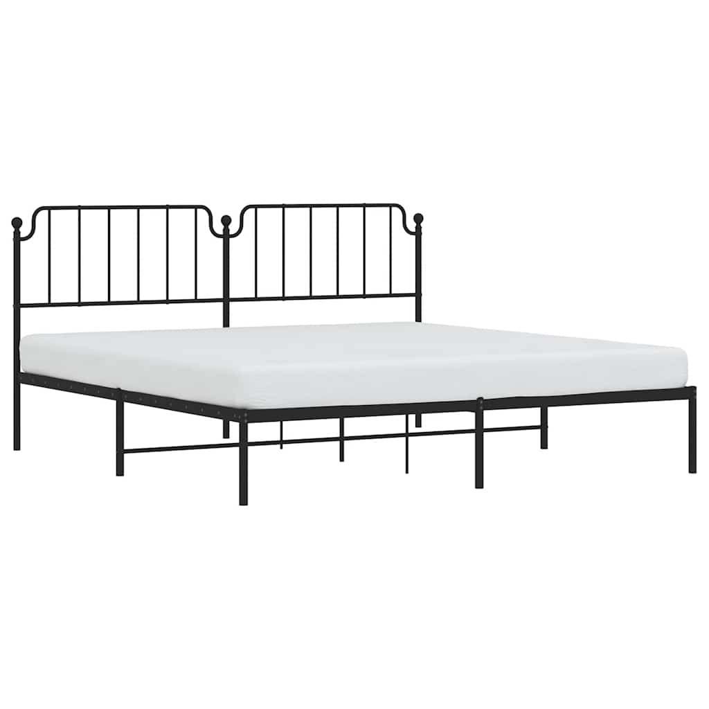 Metalni okvir za krevet s uzglavljem crni 193x203 cm
