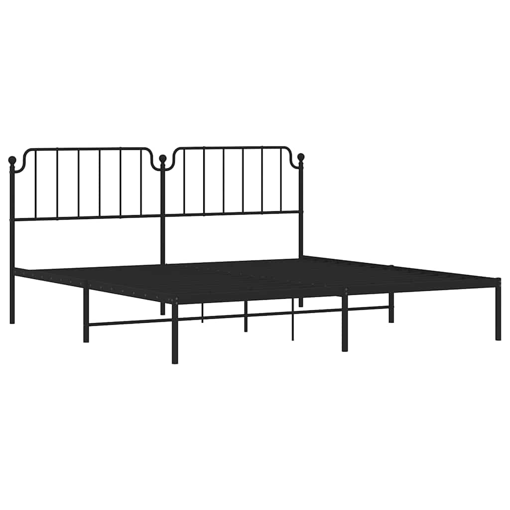 Metalni okvir za krevet s uzglavljem crni 193x203 cm