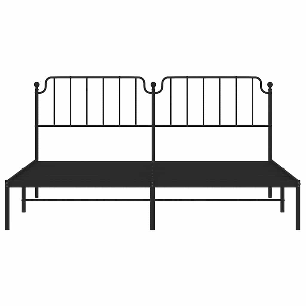 Metalni okvir za krevet s uzglavljem crni 193x203 cm