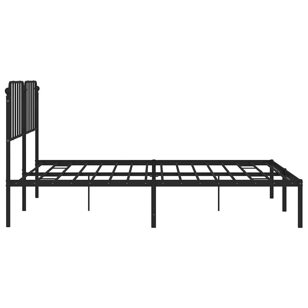 Metalni okvir za krevet s uzglavljem crni 193x203 cm