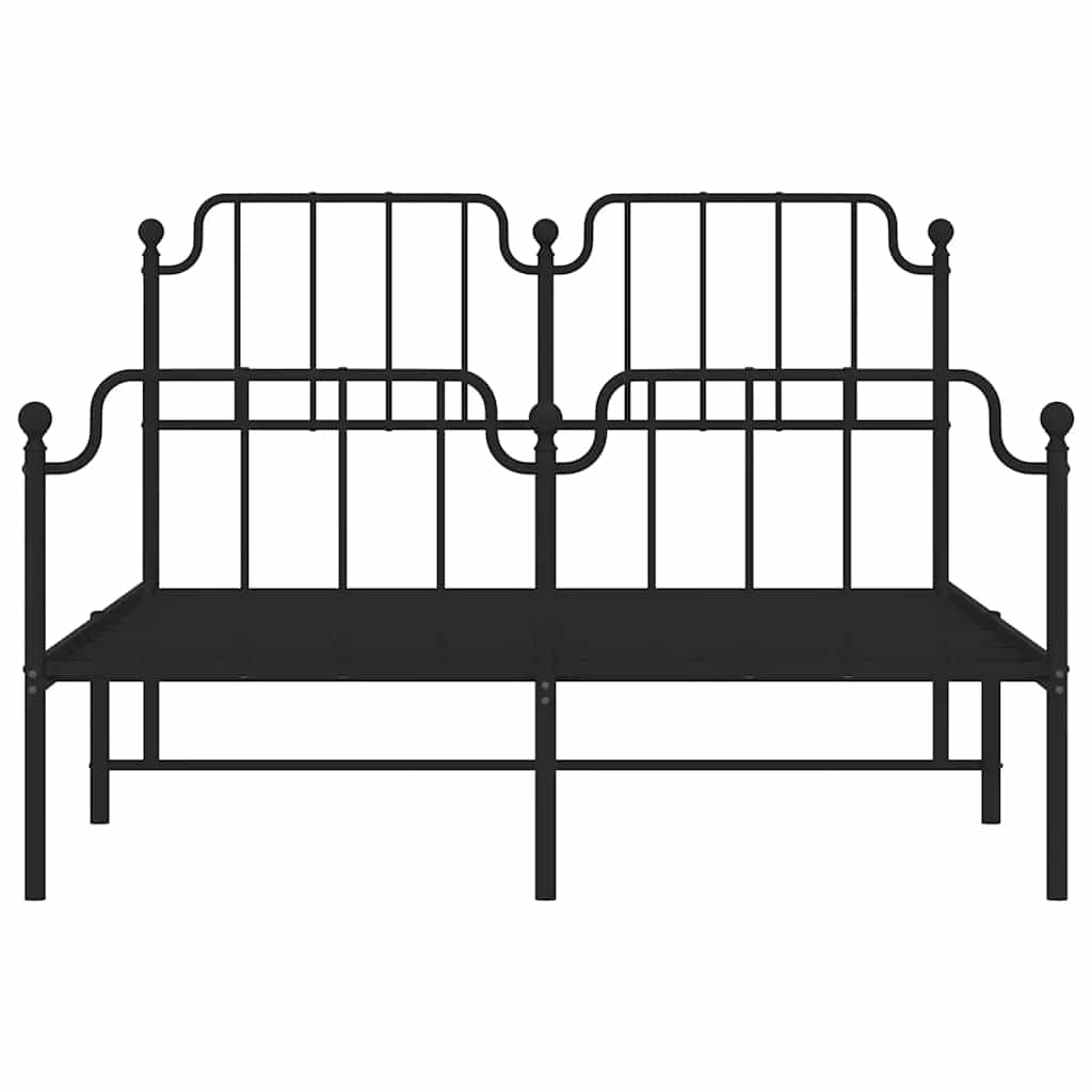 Metalni okvir kreveta s uzglavljem i podnožjem crni 150x200 cm