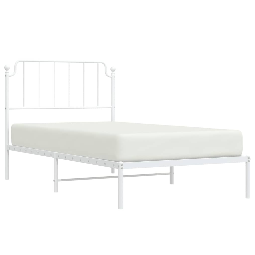 Metalni okvir za krevet s uzglavljem bijeli 100x200 cm